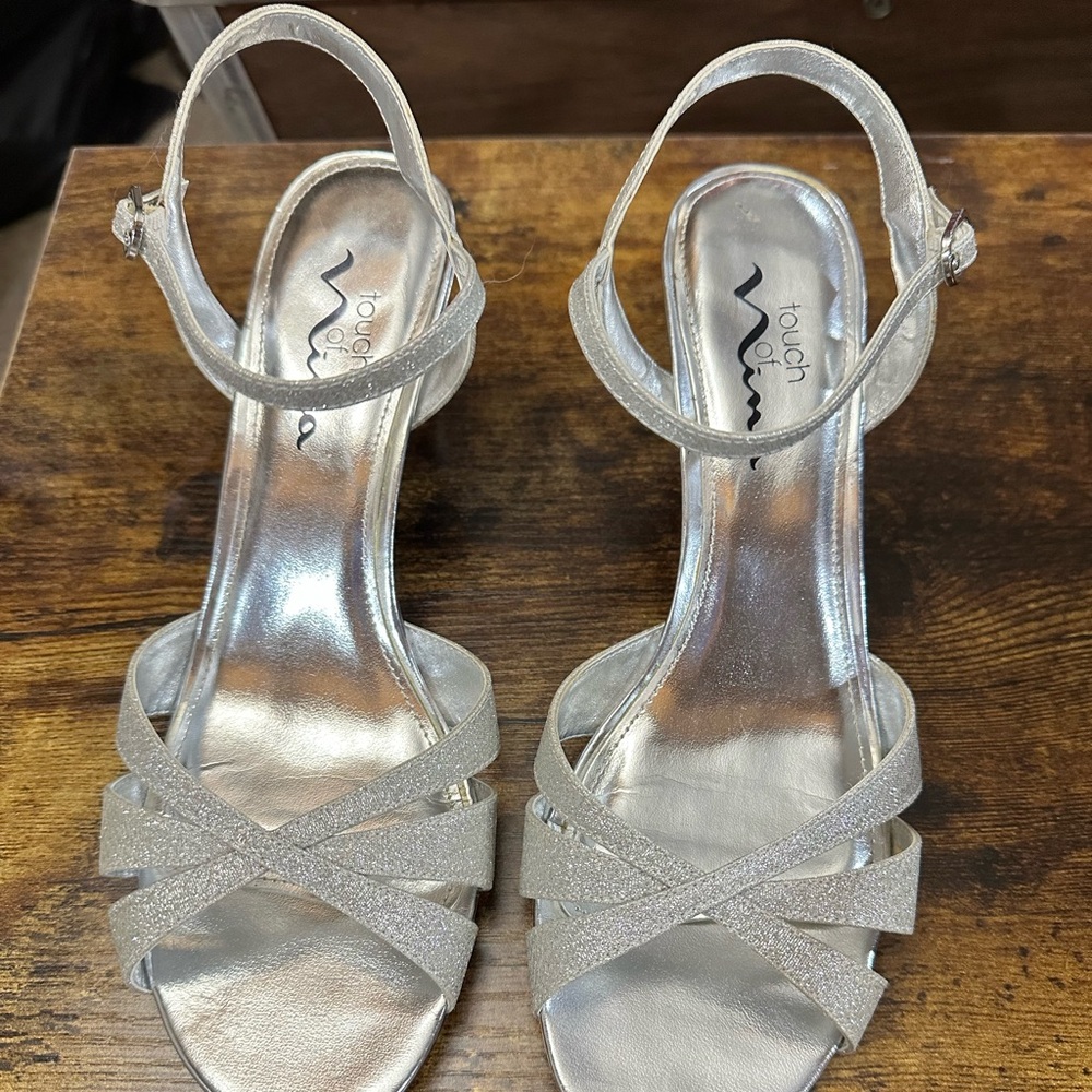 Silver strappy shoes